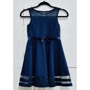 Calvin Klein Girls Navy Formal Dress Size 10 Elegant Party Wedding Fit Flare